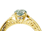 Yellow gold Fancy Green Oval  Cut Halo Diamond Ring with Channel Set Band and Four-Prong Setting_50