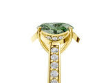 Yellow gold Fancy Green Oval  Cut Halo Diamond Ring with Channel Set Band and Four-Prong Setting_51