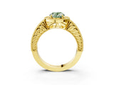Yellow gold Fancy Green Oval  Cut Halo Diamond Ring with Pavé Band and Four-Prong Setting_72