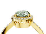 Yellow gold Fancy Green Oval  Cut Halo Diamond Ring with Pave Band and Four-Prong Setting_28