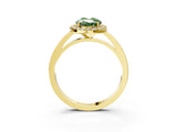 Yellow gold Fancy Green Oval Cut Halo Diamond Ring with Solitaire Band and Prong Setting_3