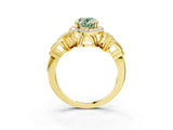 Yellow gold Fancy Green Oval Cut Halo Diamond Split Shank Engagement Ring with Four-Prong Setting_3