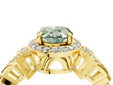Yellow gold Fancy Green Oval Cut Halo Diamond Split Shank Engagement Ring with Four-Prong Setting_4