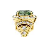 Yellow gold Fancy Green Oval Cut Halo Diamond Split Shank Engagement Ring with Four-Prong Setting_5