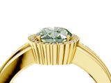 Yellow gold Fancy Green Oval  Cut Halo Pave Band Four-Prong Ring_53
