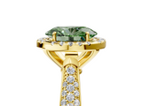Yellow gold Fancy Green Oval  Cut Halo Pave Band Four-Prong Setting Ring_42