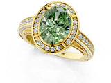Yellow gold Fancy Green Oval  Cut Halo Pave Split Shank Prong Setting Ring_32