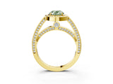 Yellow gold Fancy Green Oval  Cut Halo Pave Split Shank Prong Setting Ring_34