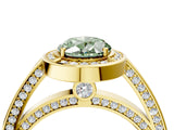 Yellow gold Fancy Green Oval  Cut Halo Pave Split Shank Prong Setting Ring_35