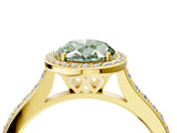 Yellow gold Fancy Green Oval Cut Halo Round Diamond Pavé Band with Four-Prong Setting_7