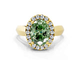 Yellow gold Fancy Green Oval  Cut Halo Solitaire Engagement Ring with Square Band and Four-Prong Setting_112