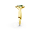 Yellow gold Fancy Green Oval  Cut Halo Solitaire Engagement Ring with Square Band and Four-Prong Setting_114