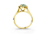 Yellow gold Fancy Green Oval  Cut Halo Solitaire Engagement Ring with Square Band and Four-Prong Setting_115