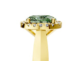 Yellow gold Fancy Green Oval  Cut Halo Solitaire Engagement Ring with Square Band and Four-Prong Setting_117