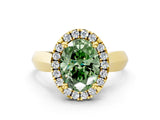 Yellow gold Fancy Green Oval  Cut Halo Solitaire Engagement Ring with Square Band and Four-Prong Setting_66