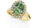 Yellow gold Fancy Green Oval  Cut Halo Solitaire Engagement Ring with Square Band and Four-Prong Setting_67