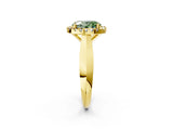 Yellow gold Fancy Green Oval  Cut Halo Solitaire Engagement Ring with Square Band and Four-Prong Setting_68