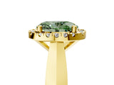 Yellow gold Fancy Green Oval  Cut Halo Solitaire Engagement Ring with Square Band and Four-Prong Setting_71