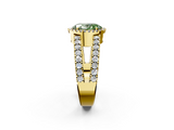 Yellow gold Fancy Green Oval  Cut Halo Split Shank Diamond Ring with Four-Prong Setting_64