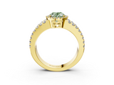 Yellow gold Fancy Green Oval  Cut Halo Split Shank Diamond Ring with Four-Prong Setting_65