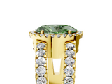 Yellow gold Fancy Green Oval  Cut Halo Split Shank Diamond Ring with Four-Prong Setting_67
