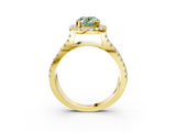 Yellow gold Fancy Green Oval  Cut Halo Split Shank Pave Set Ring_65