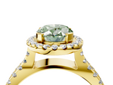 Yellow gold Fancy Green Oval  Cut Halo Split Shank Pave Set Ring_66