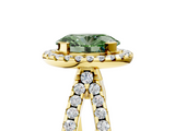 Yellow gold Fancy Green Oval  Cut Halo Split Shank Pave Set Ring_67