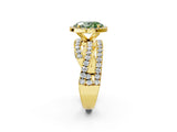 Yellow gold Fancy Green Oval  Cut Halo Split Shank Prong Setting Ring_14