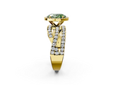 Yellow gold Fancy Green Oval  Cut Halo Split Shank Prong Setting Ring_60