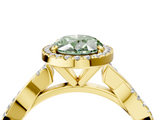 Yellow gold Fancy Green Oval  Cut Halo Twisted Band Four-Prong Ring_24