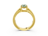 Yellow gold Fancy Green Oval  Cut Milgrain Channel Set Engagement Ring with Solitaire Prong Setting_51