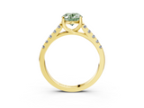 Yellow gold Fancy Green Oval  Cut Pavé Band Solitaire Ring with Four-Prong Setting_28