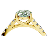 Yellow gold Fancy Green Oval  Cut Pavé Band Solitaire Ring with Four-Prong Setting_29