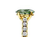 Yellow gold Fancy Green Oval  Cut Pavé Band Solitaire Ring with Four-Prong Setting_30