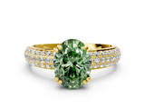 Yellow gold Fancy Green Oval  Cut Pave Diamond Engagement Ring with Channel Set Band and Four-Prong Setting_20