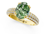 Yellow gold Fancy Green Oval  Cut Pave Diamond Engagement Ring with Channel Set Band and Four-Prong Setting_21