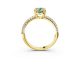 Yellow gold Fancy Green Oval  Cut Pave Diamond Engagement Ring with Channel Set Band and Four-Prong Setting_23