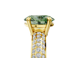 Yellow gold Fancy Green Oval  Cut Pave Diamond Engagement Ring with Channel Set Band and Four-Prong Setting_25