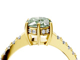 Yellow gold Fancy Green Oval Cut Solitaire Diamond Engagement Ring with Pavé Band and Six-Prong Setting_16