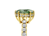 Yellow gold Fancy Green Oval Cut Solitaire Diamond Engagement Ring with Pavé Band and Six-Prong Setting_17