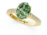 Yellow gold Fancy Green Oval  Cut Solitaire Diamond Engagement Ring with Pave Band and Four-Prong Setting_172