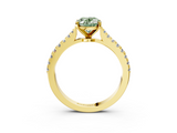 Yellow gold Fancy Green Oval  Cut Solitaire Diamond Engagement Ring with Pave Band and Four-Prong Setting_174