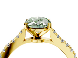 Yellow gold Fancy Green Oval  Cut Solitaire Diamond Engagement Ring with Pave Band and Four-Prong Setting_175