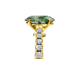 Yellow gold Fancy Green Oval  Cut Solitaire Diamond Engagement Ring with Pave Band and Four-Prong Setting_176