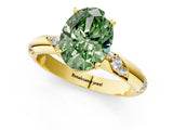 Yellow gold Fancy Green Oval Cut Solitaire Diamond Engagement Ring with Twisted Pave Band and Four-Prong Setting_4