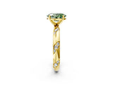Yellow gold Fancy Green Oval Cut Solitaire Diamond Engagement Ring with Twisted Pave Band and Four-Prong Setting_5