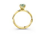 Yellow gold Fancy Green Oval Cut Solitaire Diamond Engagement Ring with Twisted Pave Band and Four-Prong Setting_6