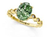Yellow gold Fancy Green Oval Cut Solitaire Diamond Ring with Infinity Twist Band and Four-Prong Setting_1