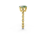 Yellow gold Fancy Green Oval Cut Solitaire Diamond Ring with Infinity Twist Band and Four-Prong Setting_2